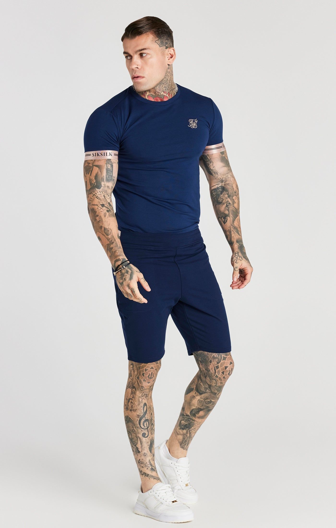 Navy Elastic Cuff T-Shirt sold by Siksilk product image thumbnail 3