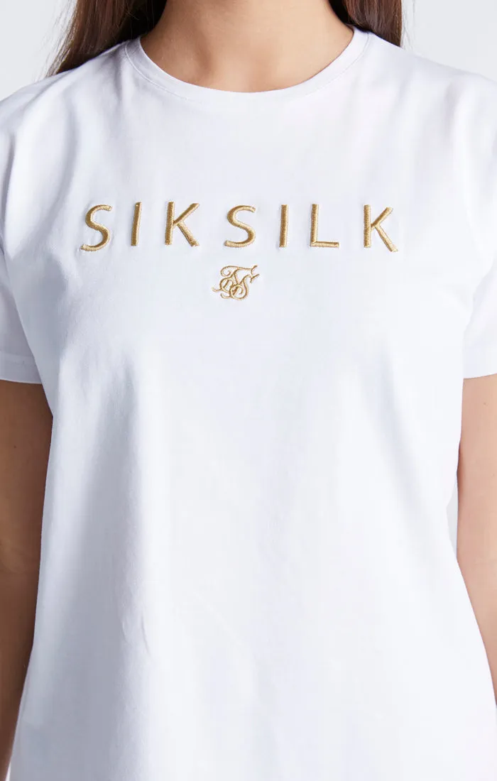 Girls White Logo Boyfriend T-Shirt sold by Siksilk product image thumbnail 2