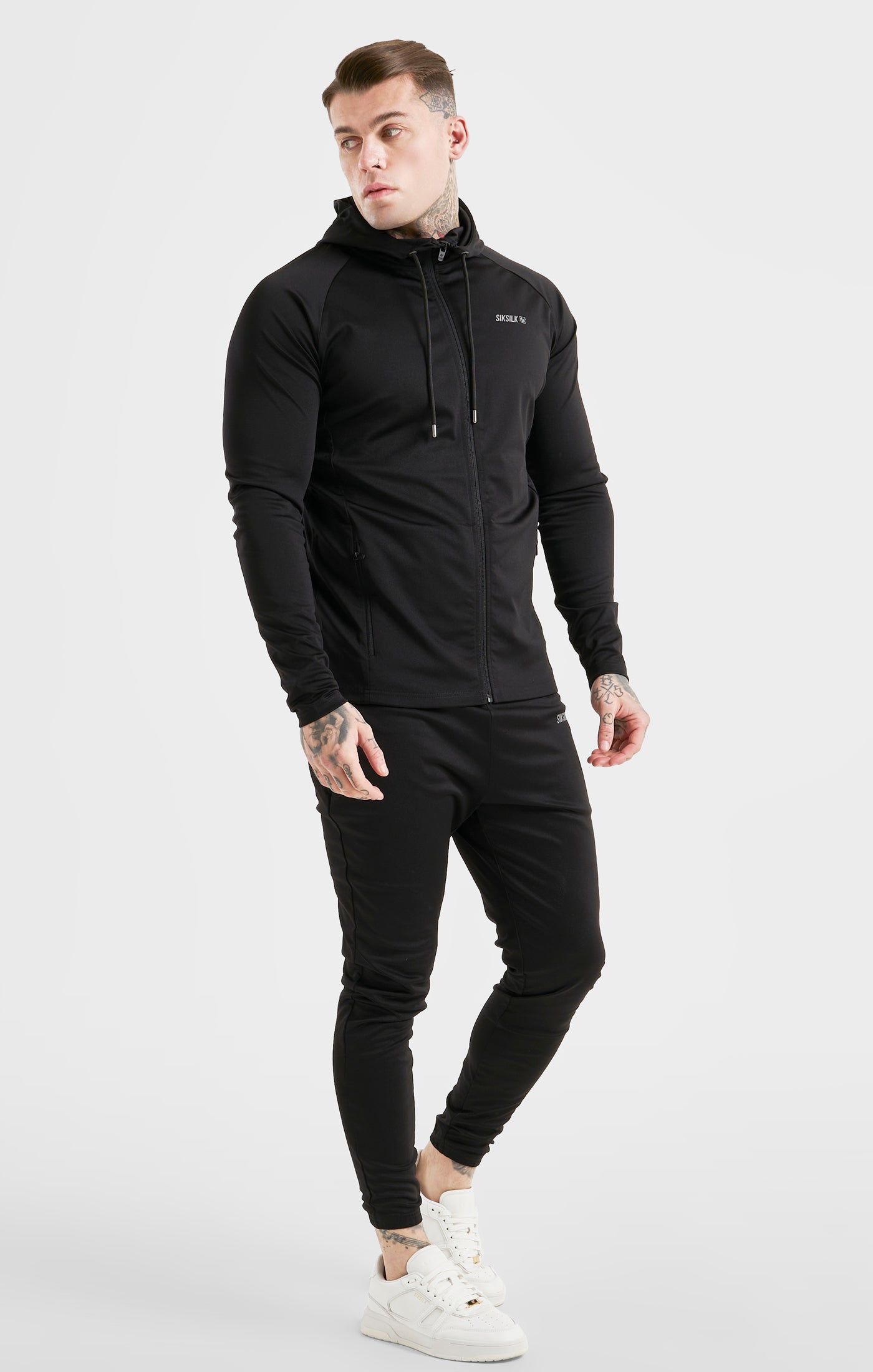 Black Sports Zip Through Hoodie sold by Siksilk product image thumbnail 4