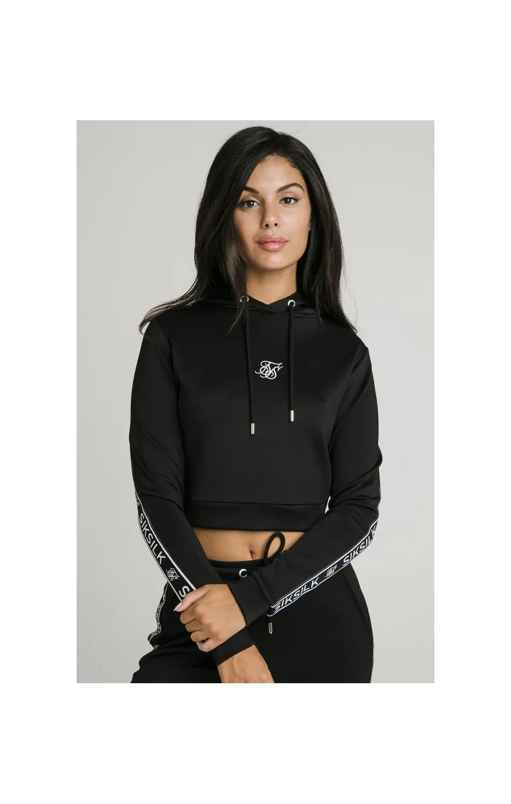 SikSilk Arc Tech Cropped Track Top - Black sold by Siksilk