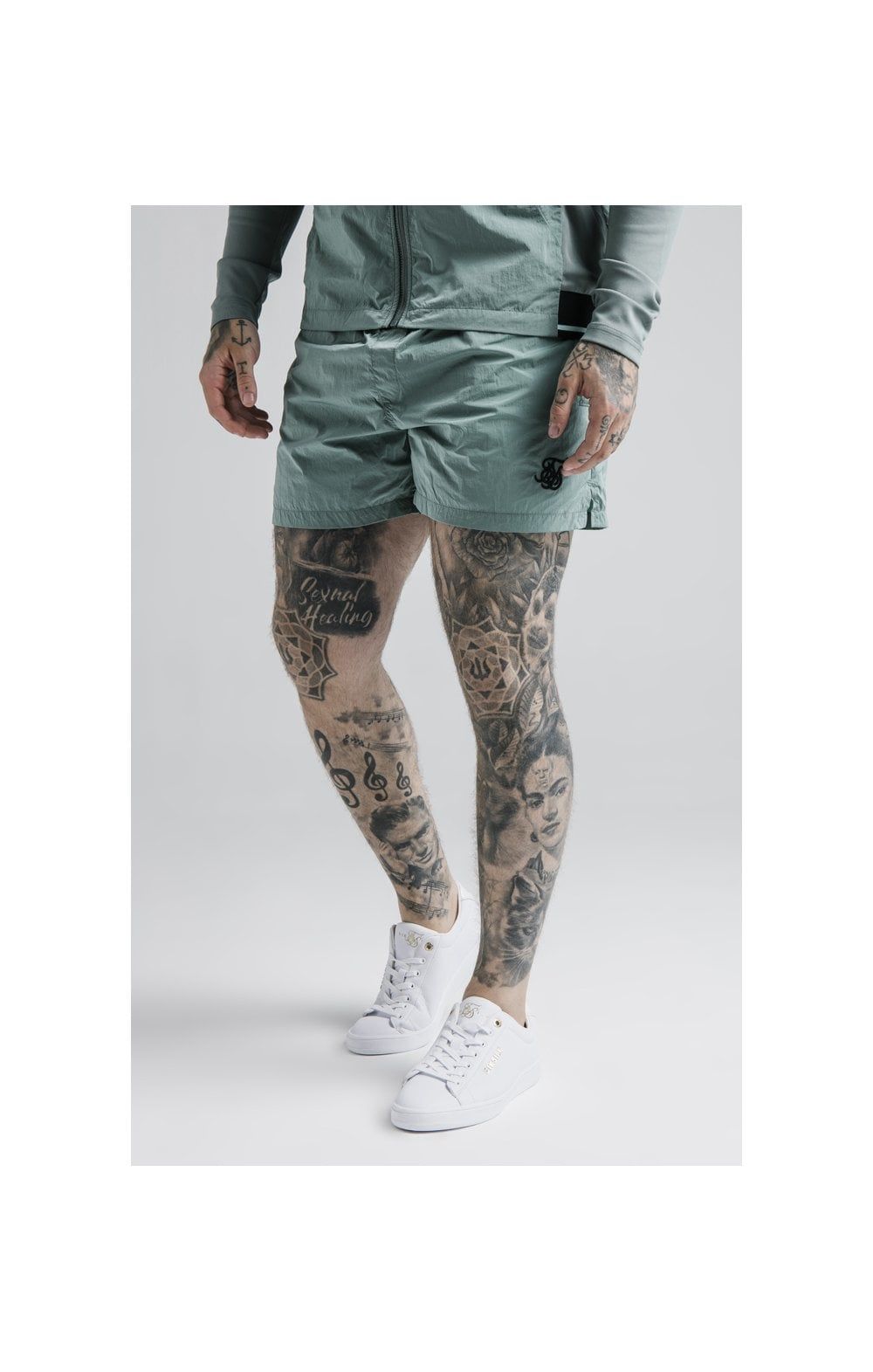 SikSilk Adapt Crushed Nylon Swim Shorts - Pacific sold by Siksilk