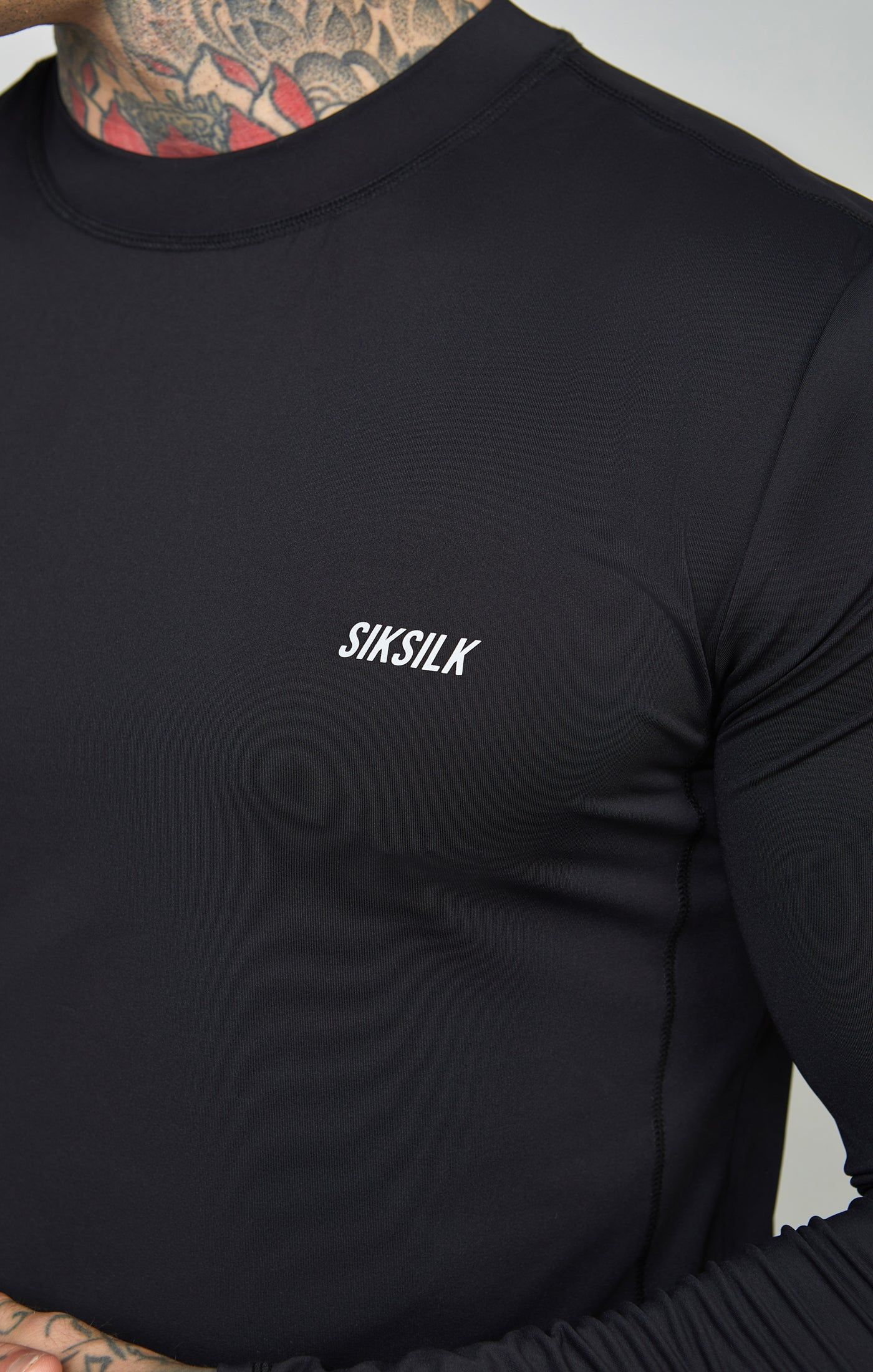 Black Sports Muscle Fit Long Sleeve Top sold by Siksilk product image thumbnail 3