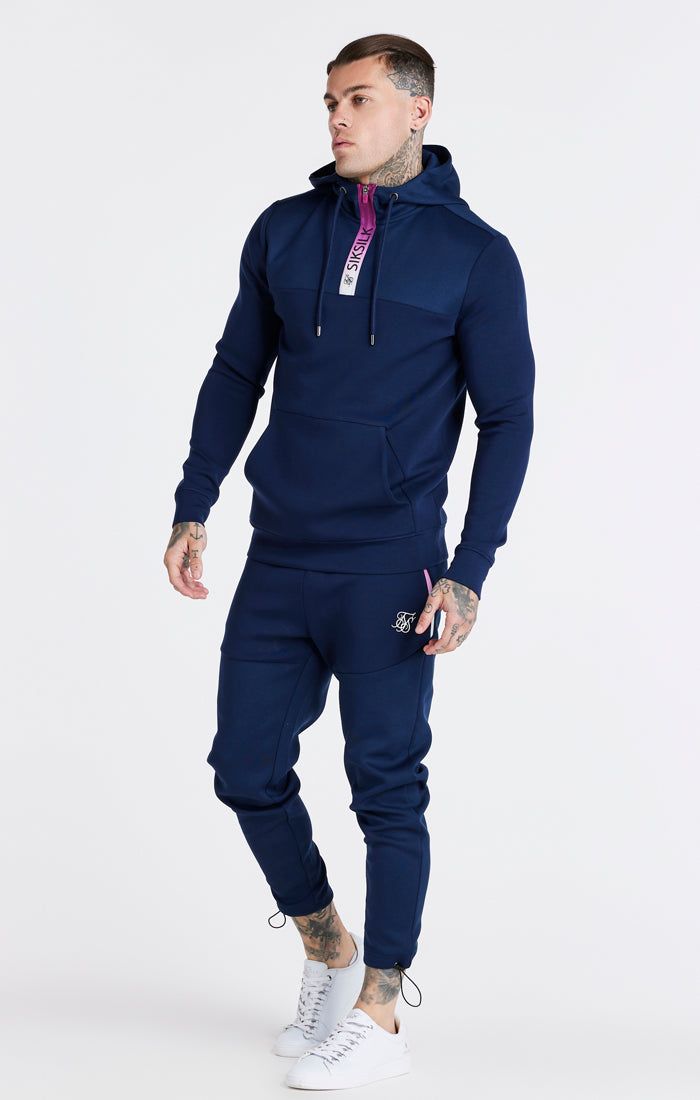 Navy Covert Fade Half Zip Hoodie sold by Siksilk product image thumbnail 6