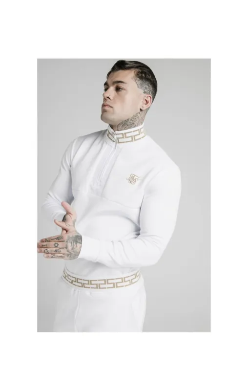 SikSilk Chain Rib Quarter Zip Overhead Track Top - White sold by Siksilk
