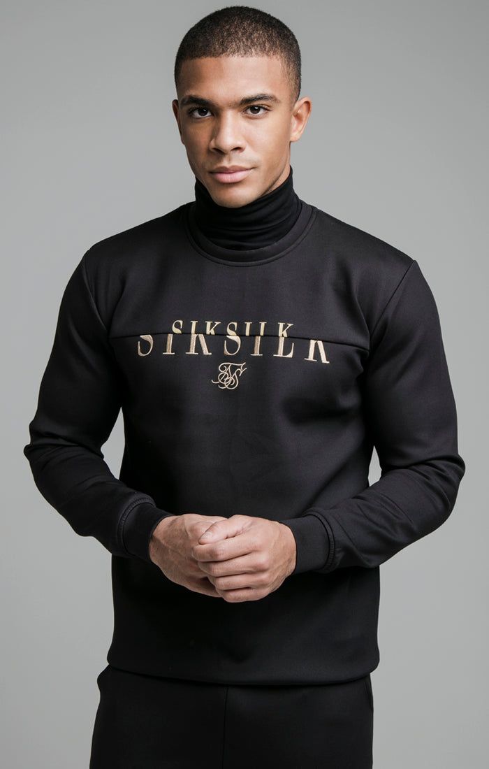 SikSilk Division Crew Neck Sweater - Black sold by Siksilk