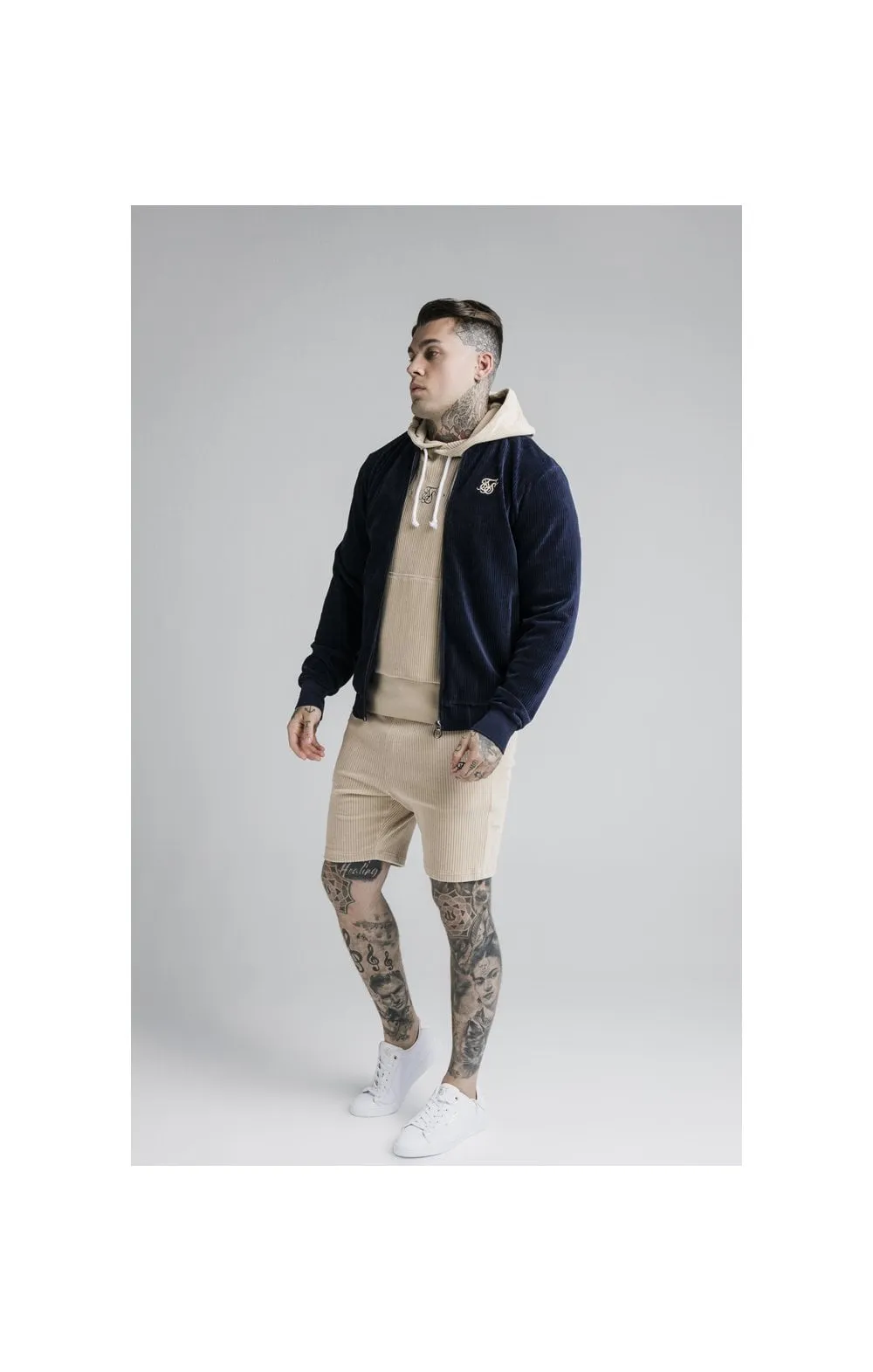 SikSilk Allure Corduroy Bomber - Navy sold by Siksilk