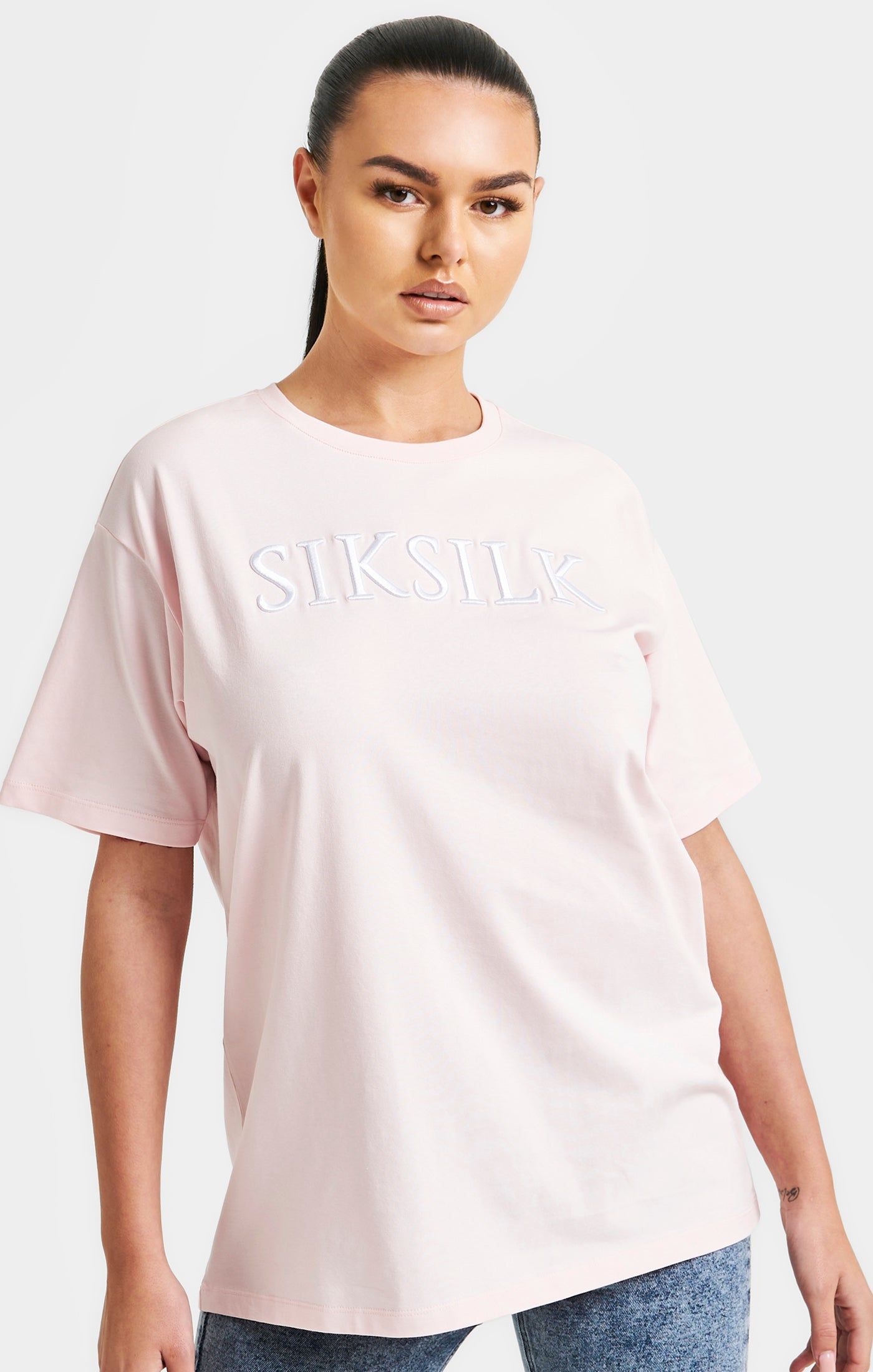 Pink Embroidered Boyfriend T-Shirt sold by Siksilk
