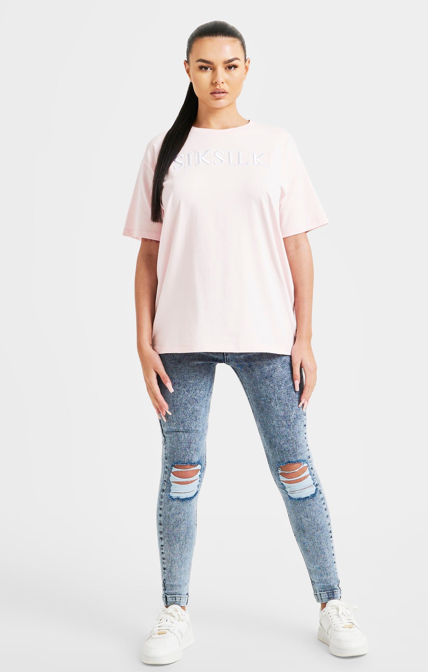 Pink Embroidered Boyfriend T-Shirt sold by Siksilk product image thumbnail 3
