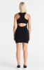 Black Ribbed Cut Out Dress sold by Siksilk
