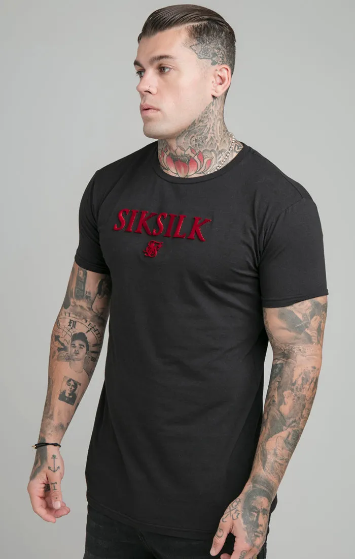 SikSilk Brushed Logo Gym Tee - Black sold by Siksilk