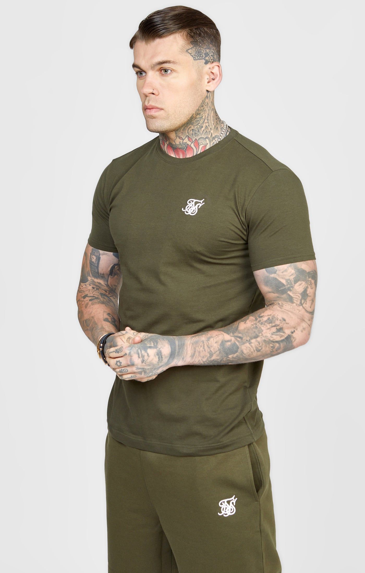 Khaki Essential Muscle Fit T-Shirt sold by Siksilk