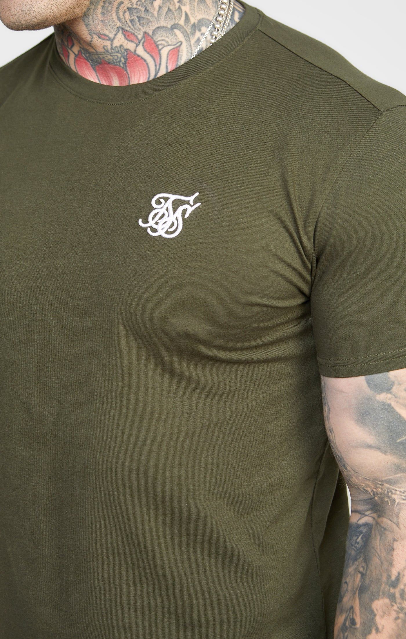 Khaki Essential Muscle Fit T-Shirt sold by Siksilk product image thumbnail 2