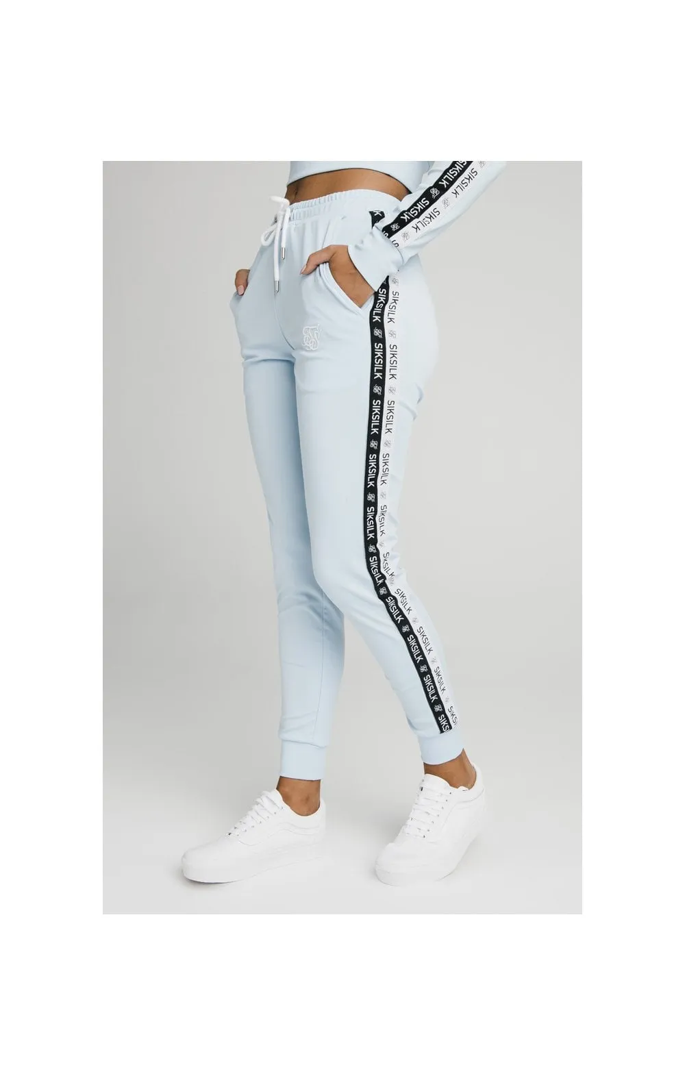 SikSilk Sky Tape Track Pants - Light Blue sold by Siksilk