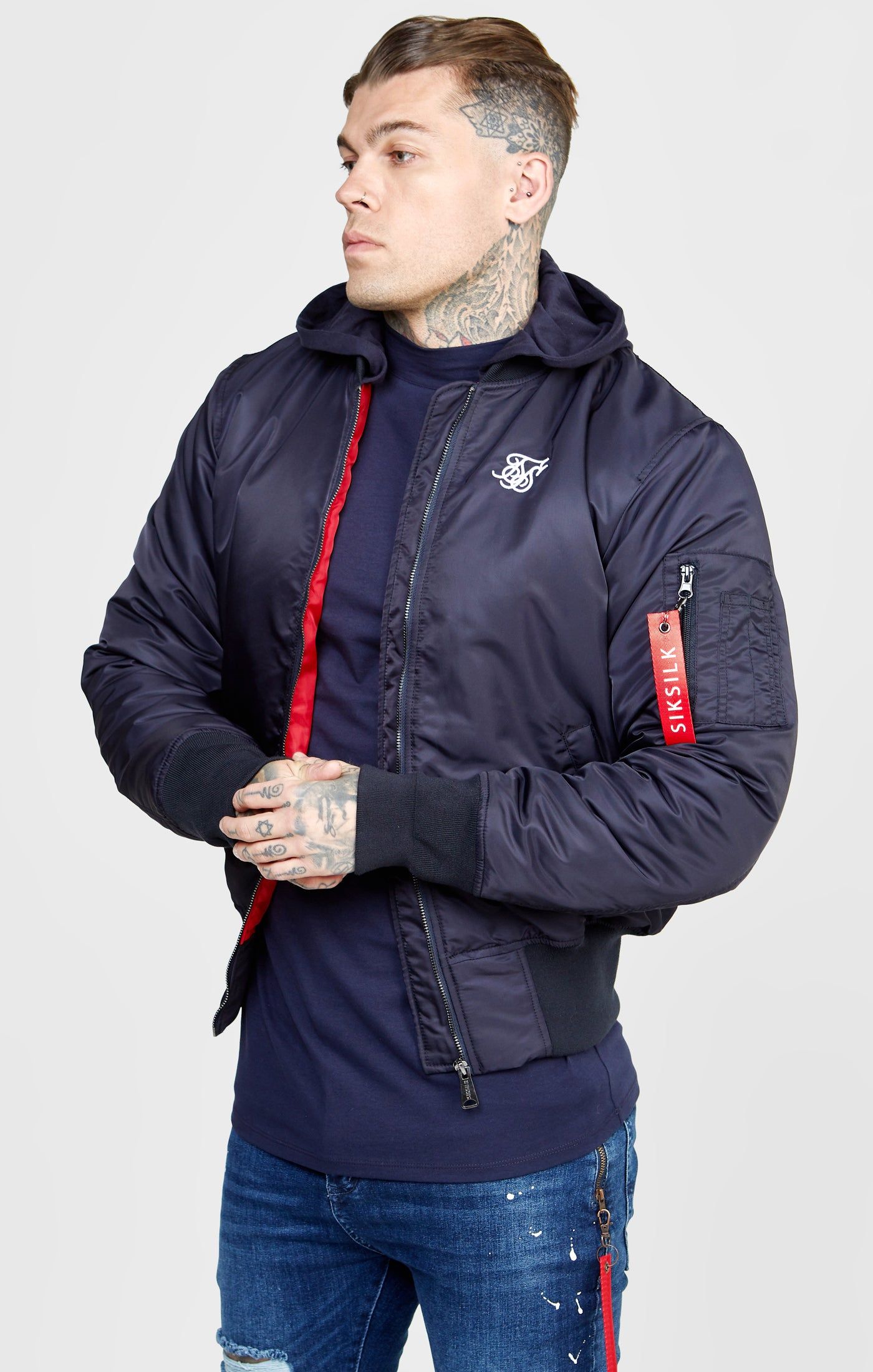 Navy Flight Bomber Jacket sold by Siksilk
