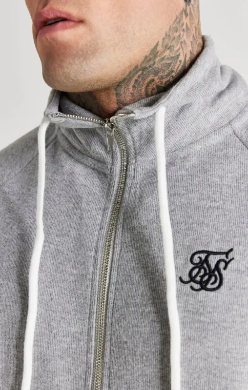 Grey Marl Half Zip Rib Funnel sold by Siksilk