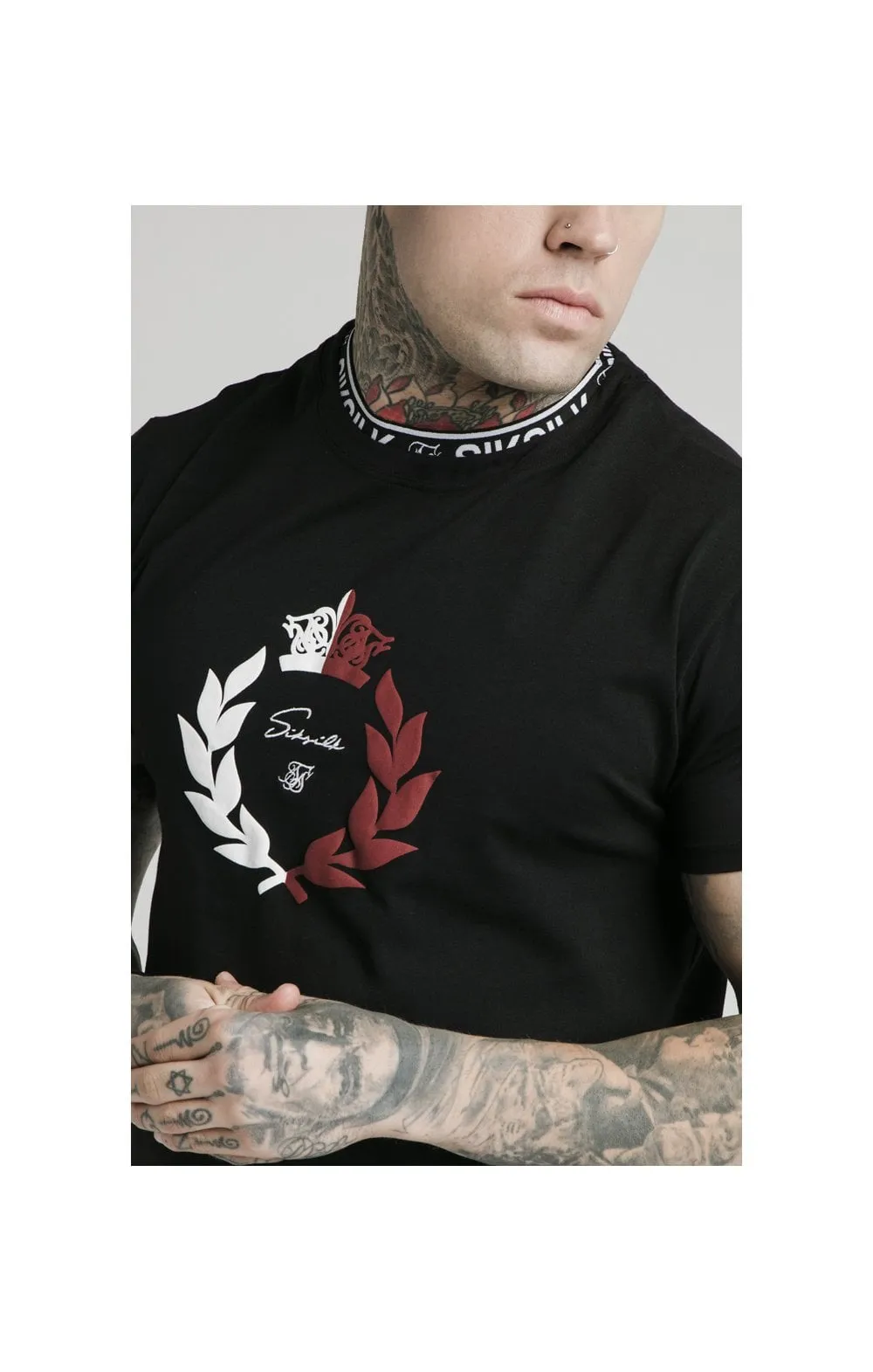 SikSilk S/S Tape Collar Prestige Tee - Black sold by Siksilk product image thumbnail 3