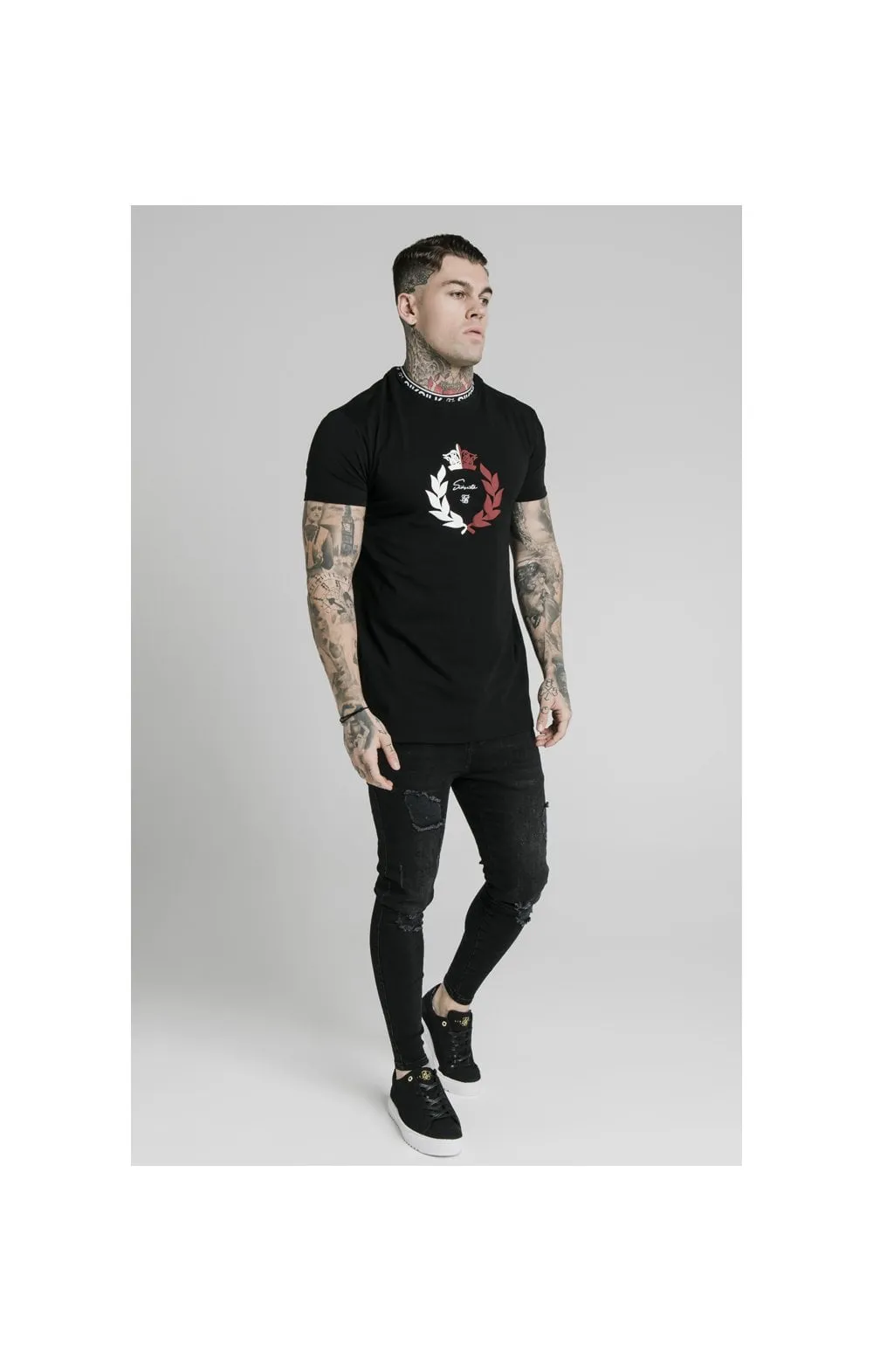 SikSilk S/S Tape Collar Prestige Tee - Black sold by Siksilk product image thumbnail 4
