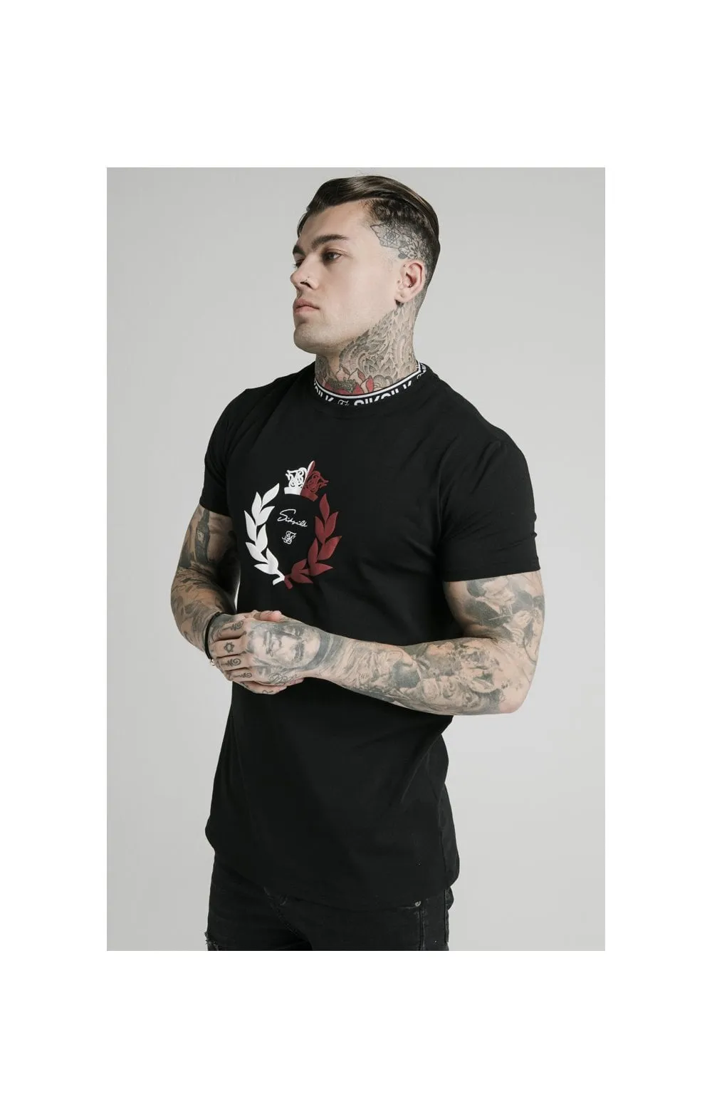 SikSilk S/S Tape Collar Prestige Tee - Black sold by Siksilk