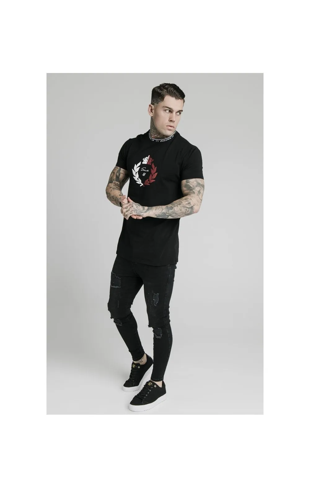 SikSilk S/S Tape Collar Prestige Tee - Black sold by Siksilk product image thumbnail 5