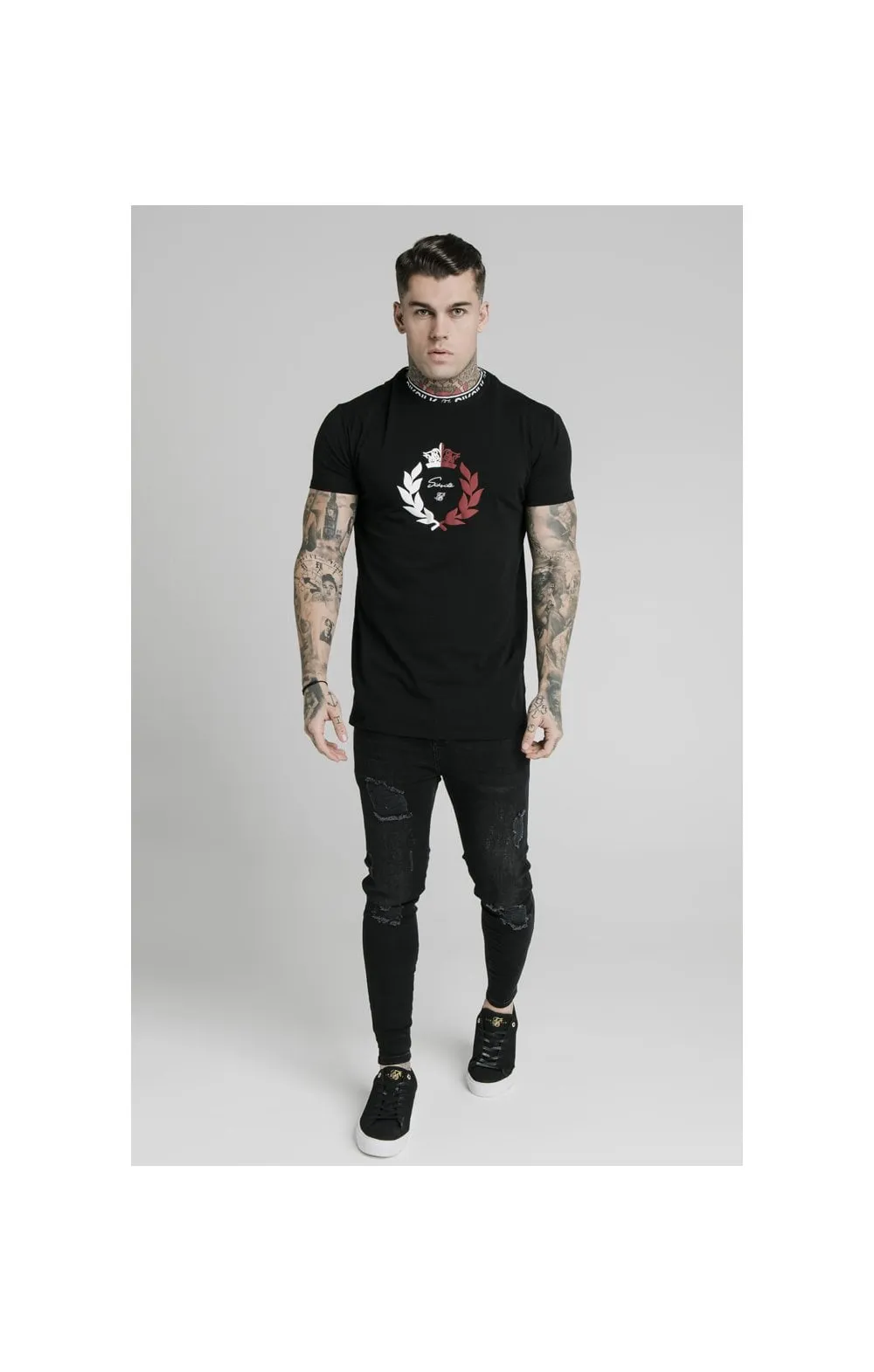 SikSilk S/S Tape Collar Prestige Tee - Black sold by Siksilk product image thumbnail 2
