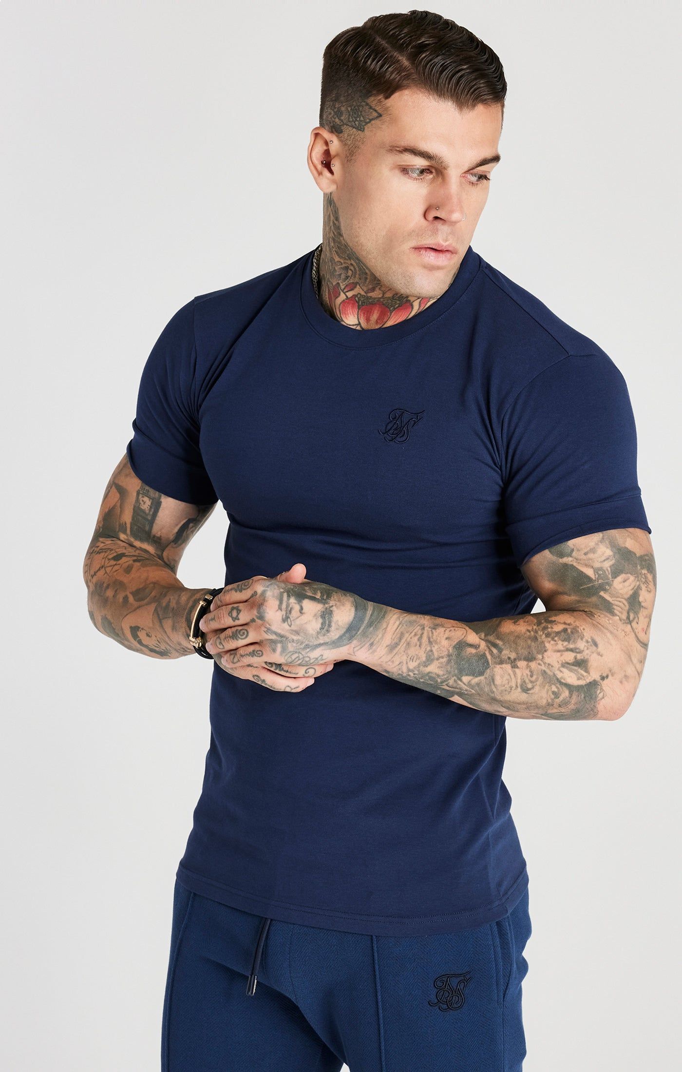 Navy Smart Muscle Fit T-Shirt sold by Siksilk product image thumbnail 5