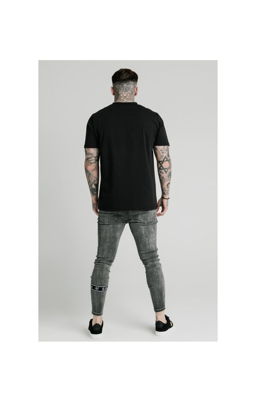 SikSilk Burst Knee Tape Jeans - Washed Black sold by Siksilk product image thumbnail 7