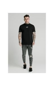 SikSilk Burst Knee Tape Jeans - Washed Black sold by Siksilk
