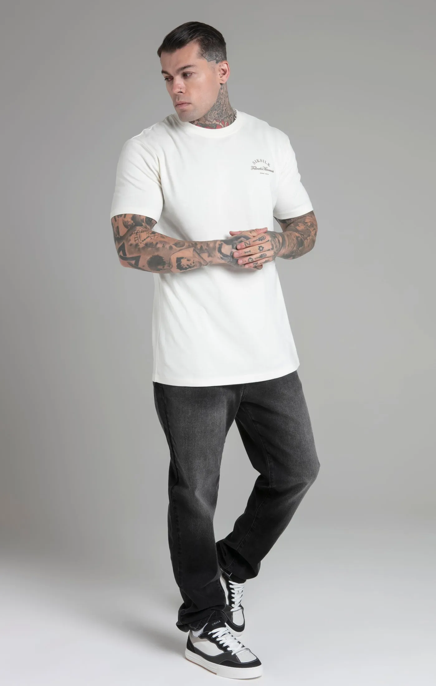 Ecru Relaxed Fit T-Shirt sold by Siksilk product image thumbnail 4