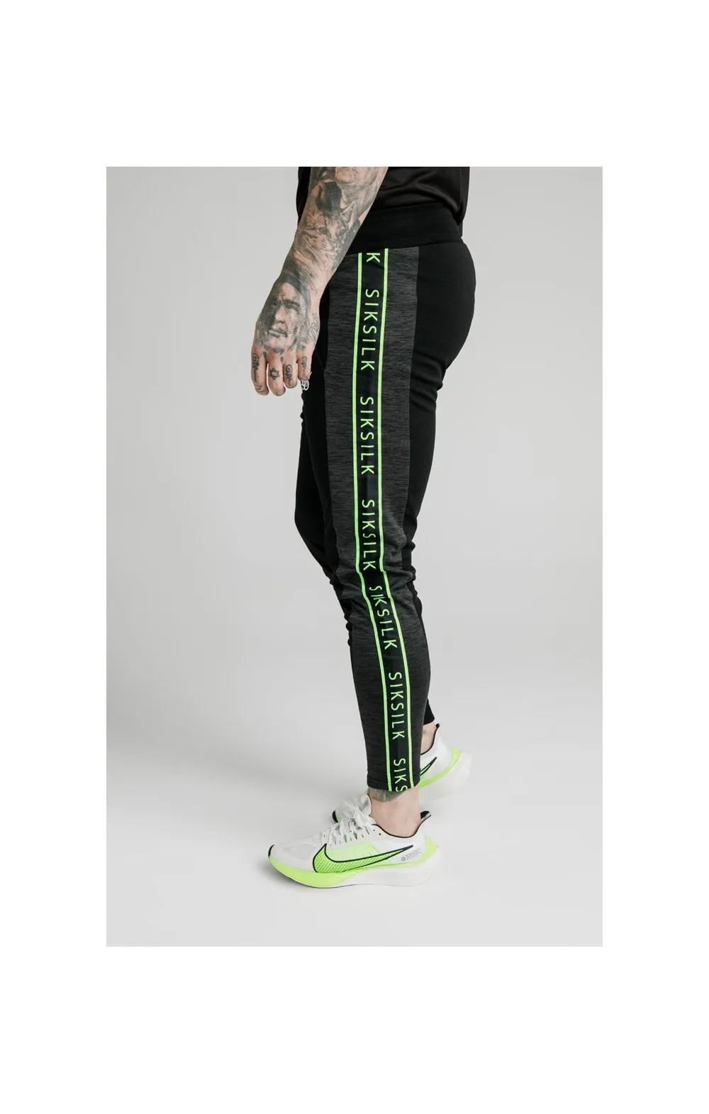 SikSilk Hyper Tape Track Pants - Black & Neon Fluro sold by Siksilk