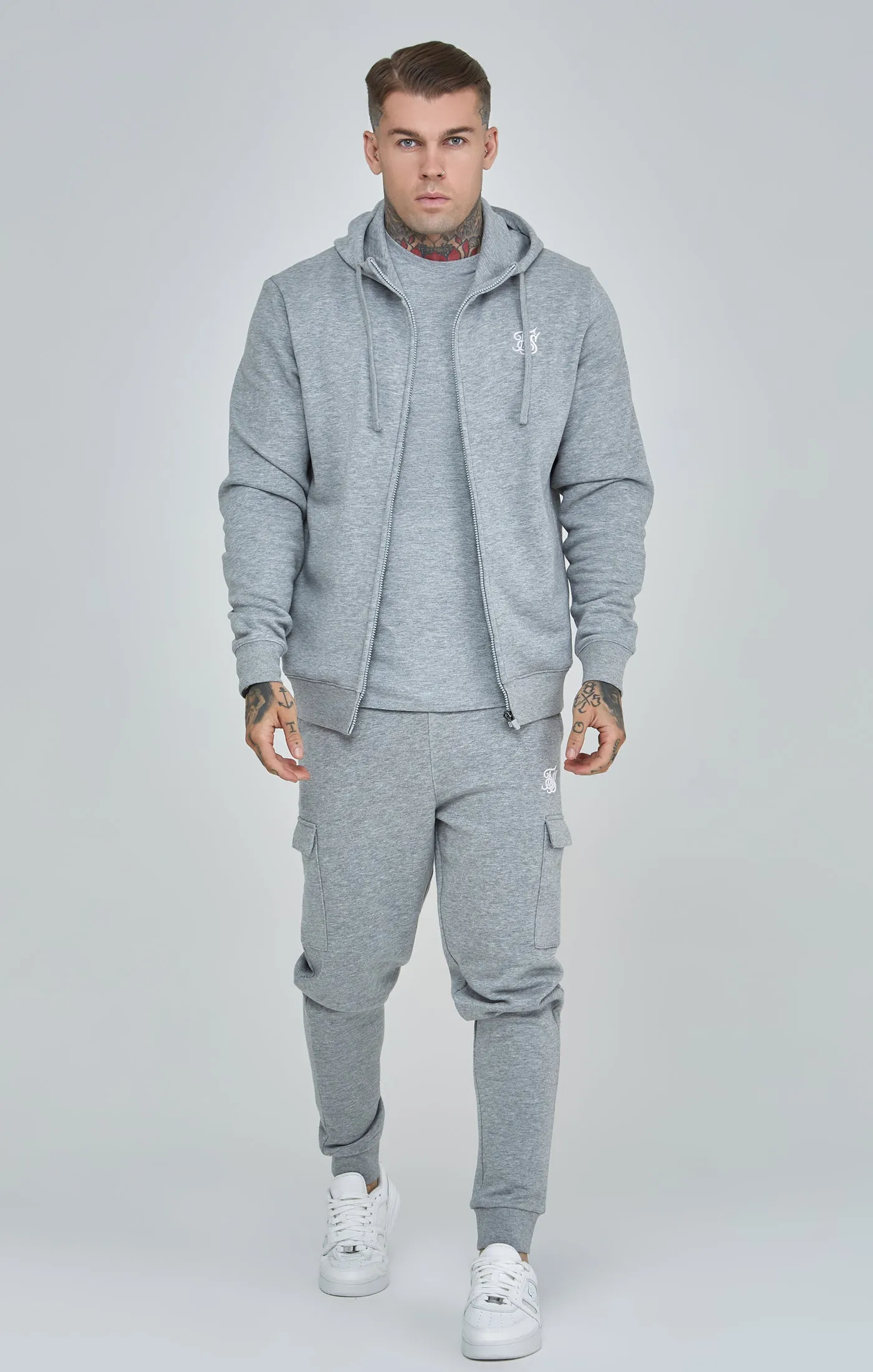 Grey Marl Essential Cargo Joggers sold by Siksilk product image thumbnail 2