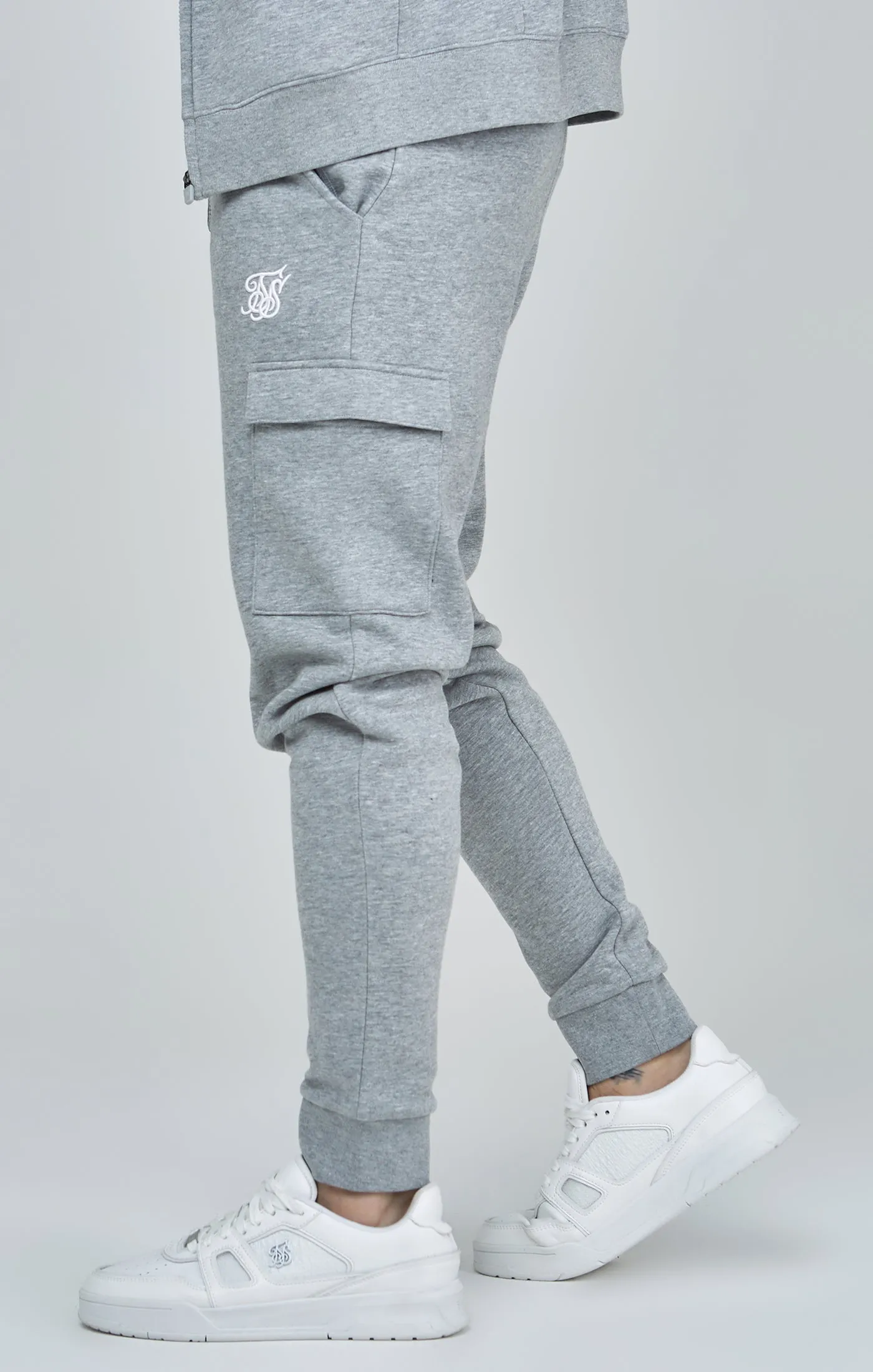 Grey Marl Essential Cargo Joggers sold by Siksilk product image thumbnail 3