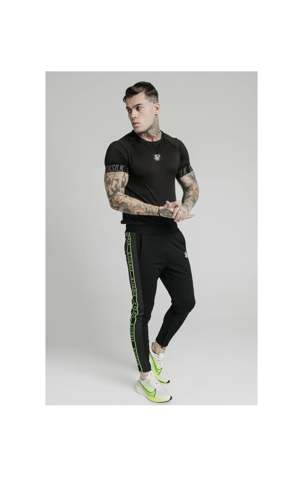 SikSilk Hyper Tape Track Pants - Black & Neon Fluro sold by Siksilk product image thumbnail 3