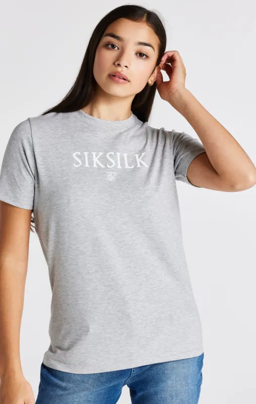 Girls Grey Marl Branded T-Shirt sold by Siksilk