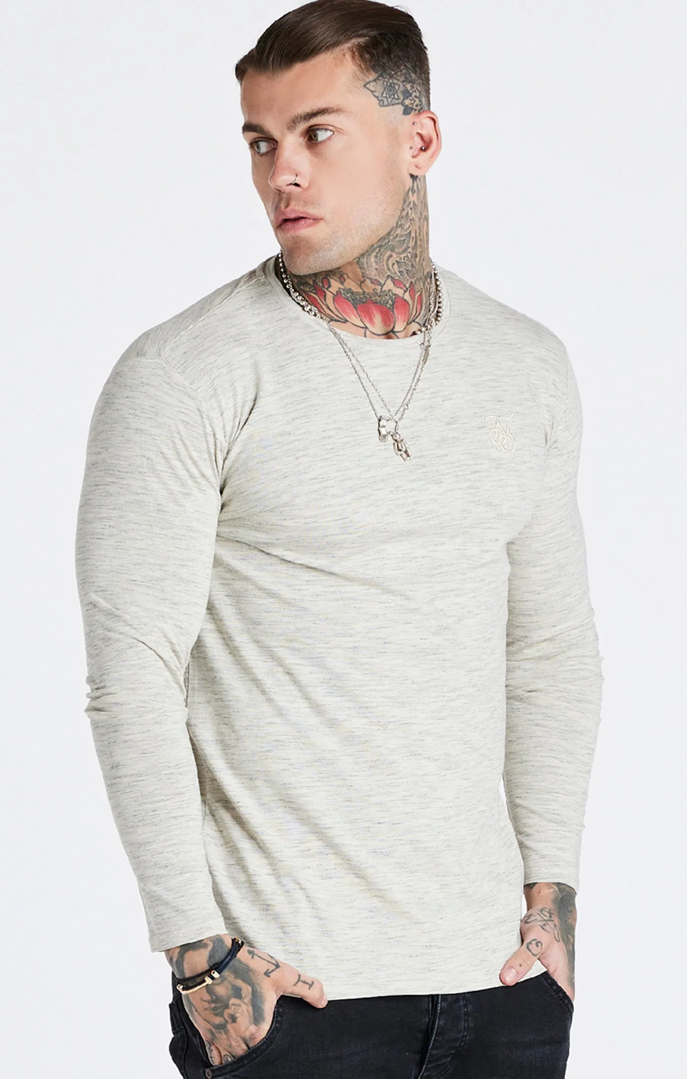 Snow Marl Muscle Fit T-Shirt sold by Siksilk product image thumbnail 2