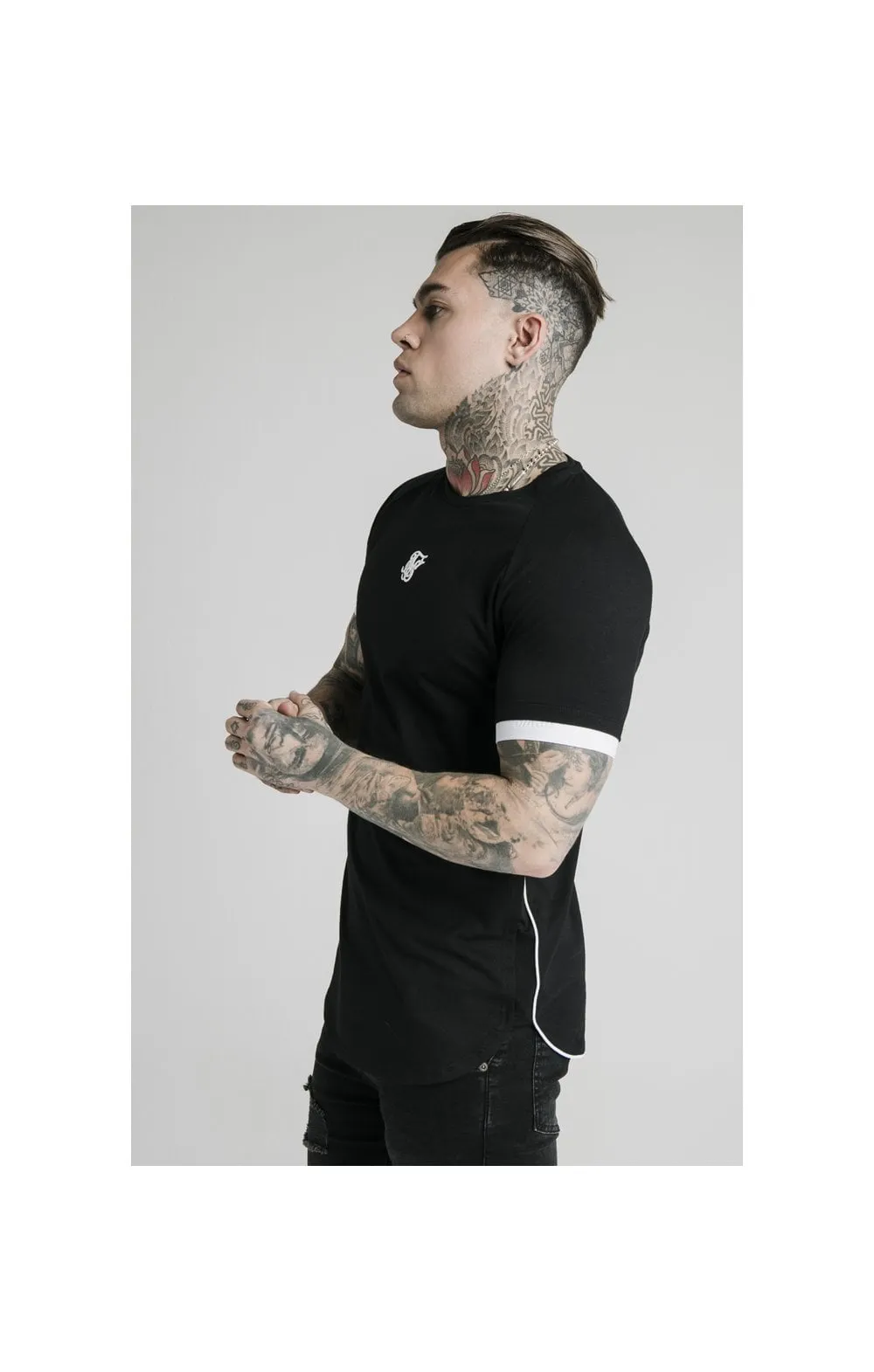 SikSilk S/S Fade Piping Tech Tee - Black & Fluro sold by Siksilk product image thumbnail 2