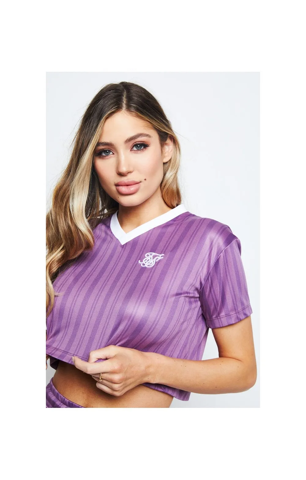 SikSilk Stripe Print Crop Tee - Purple sold by Siksilk product image thumbnail 2