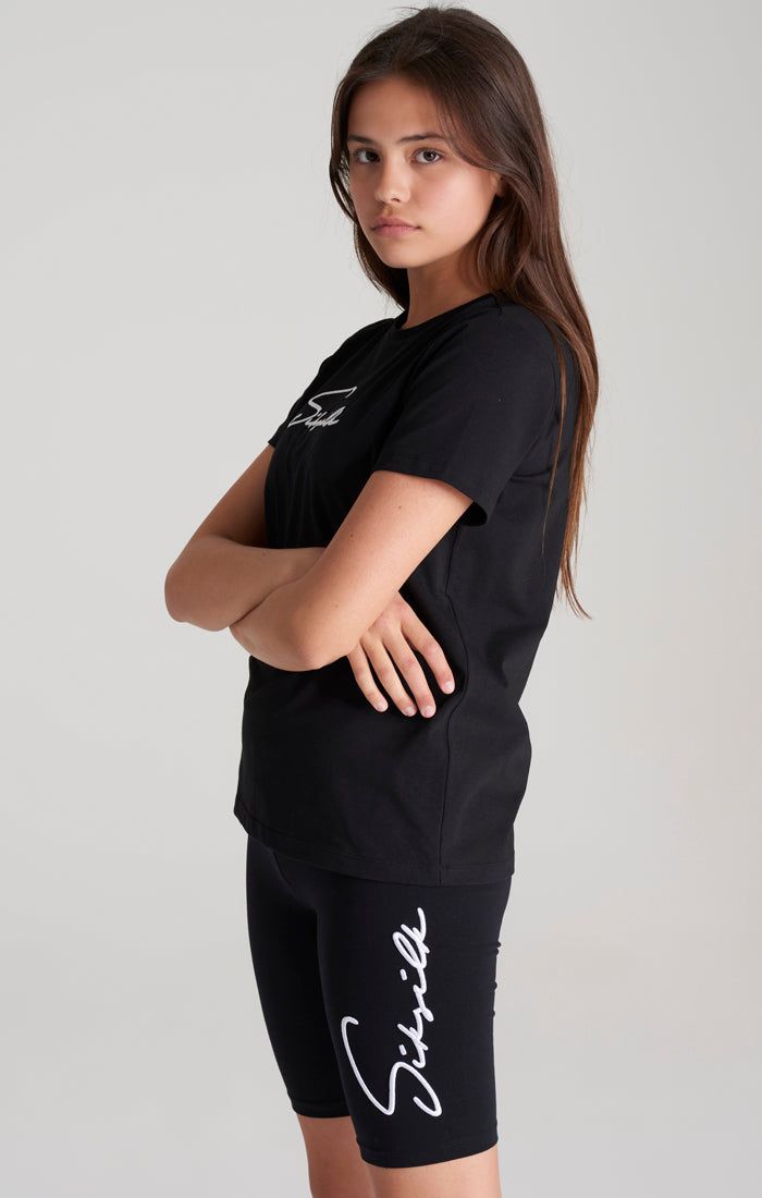 Girls Black Signature Boyfriend T-Shirt sold by Siksilk product image thumbnail 2
