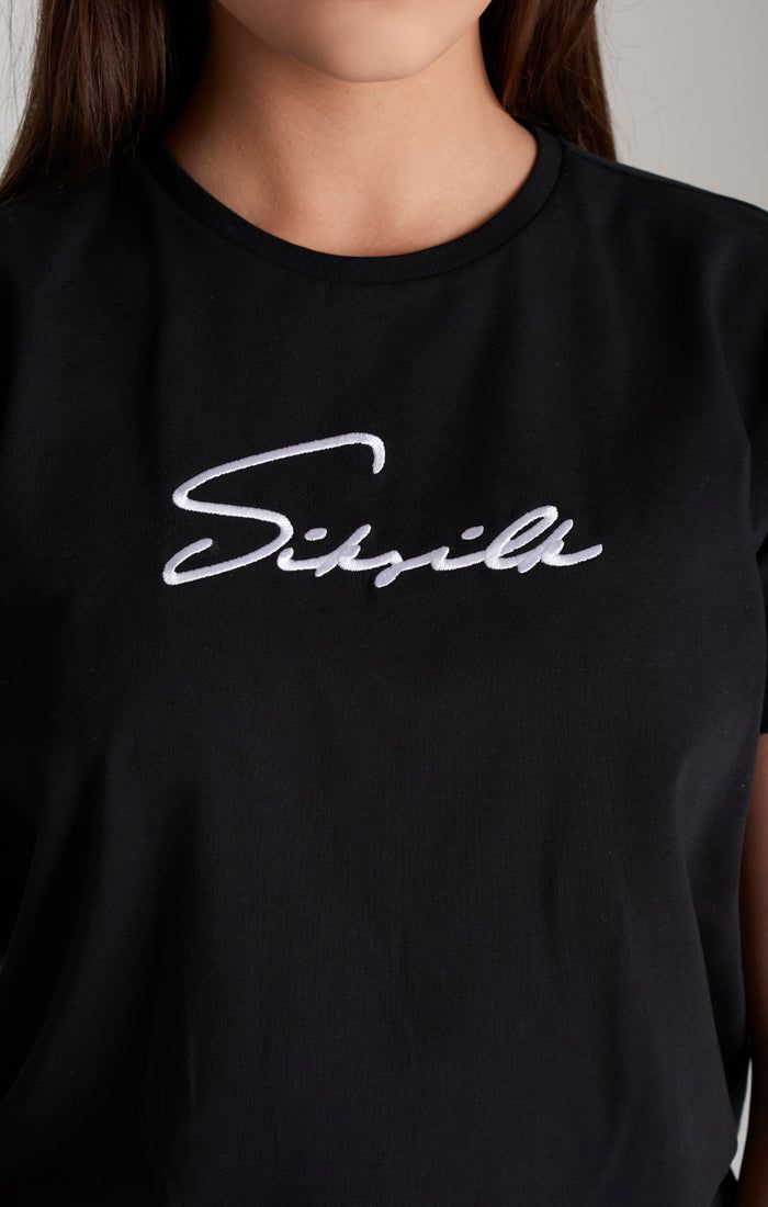 Girls Black Signature Boyfriend T-Shirt sold by Siksilk product image thumbnail 3