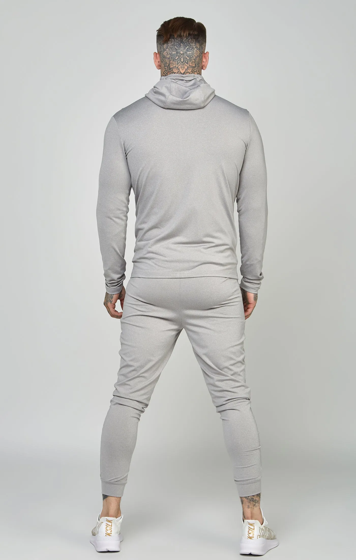 Grey Marl Sports Zip Through Muscle Fit Hoodie sold by Siksilk product image thumbnail 5