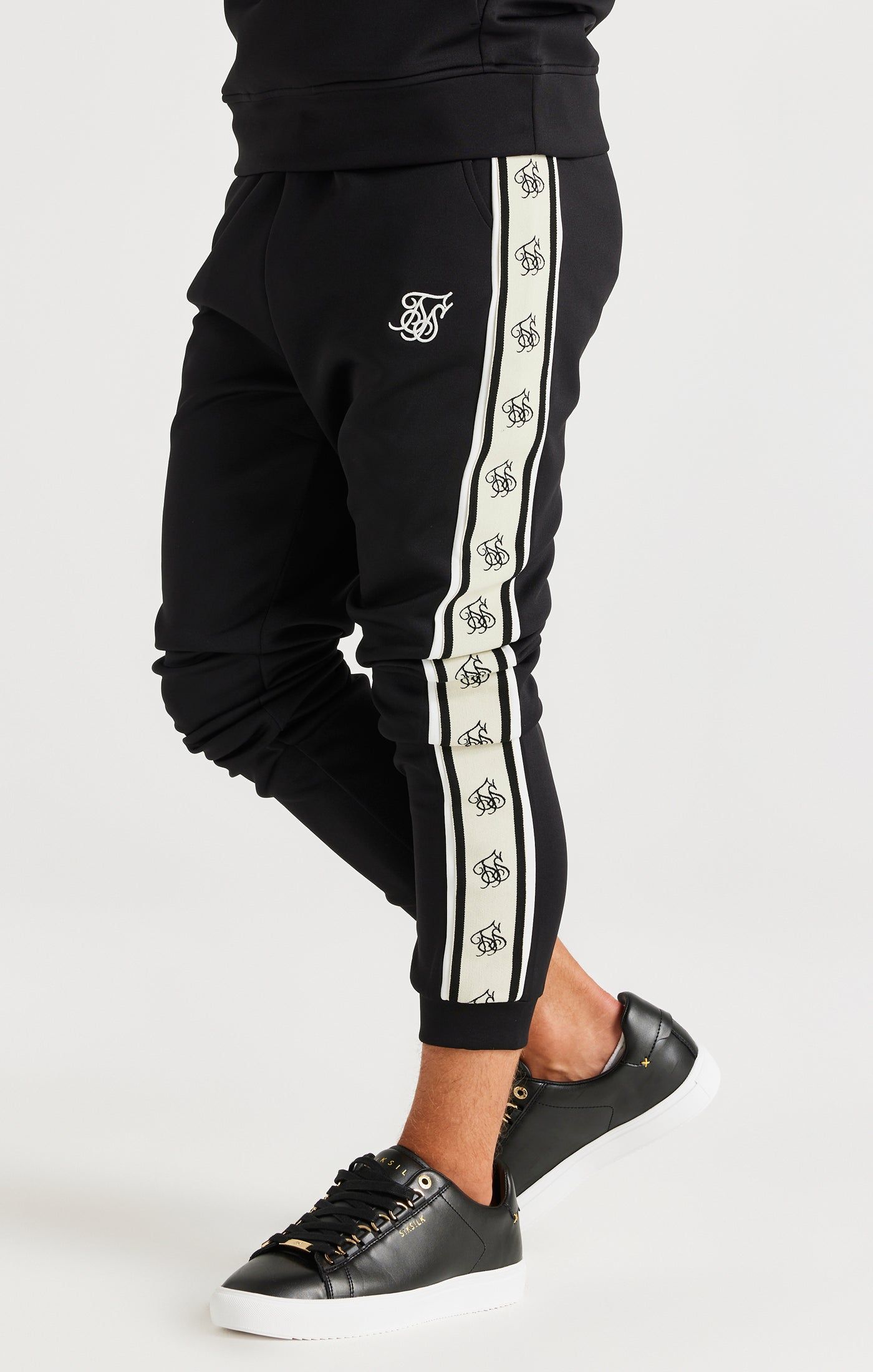 SikSilk Cali Tape Joggers - Black sold by Siksilk