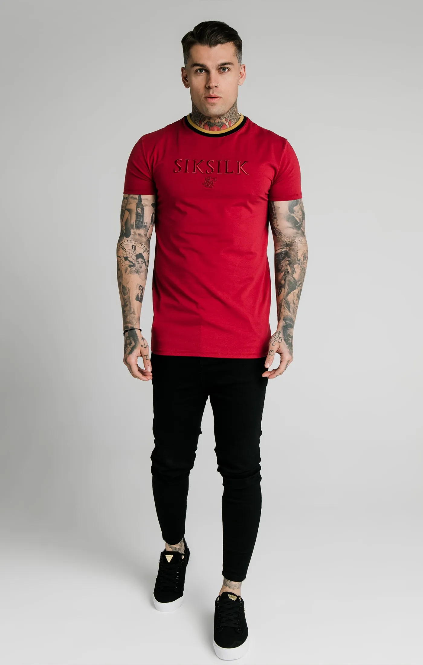 SikSilk Straight Hem Gym Tee – Red,Gold & Black sold by Siksilk product image thumbnail 3