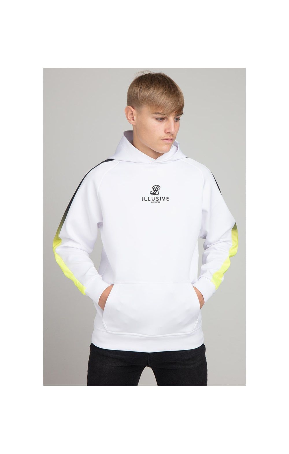 Illusive London Fade Panel Overhead Hoodie - White sold by Siksilk