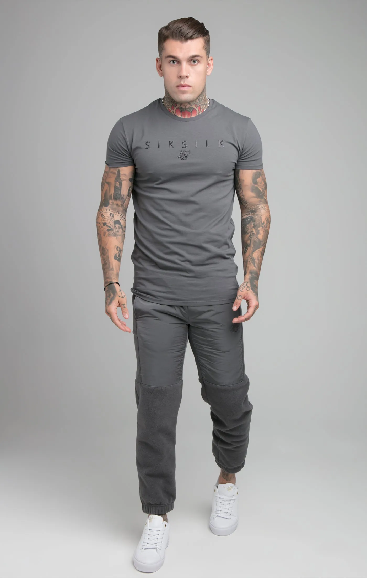 SikSilk Hybrid Pro Gym Tee - Dark Grey sold by Siksilk product image thumbnail 3