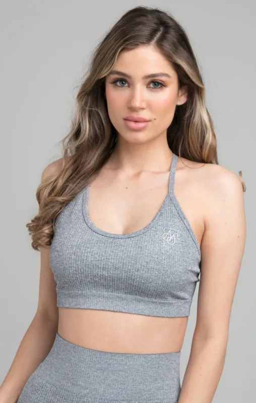 SikSilk Ribbed Gym Bralette - Grey sold by Siksilk