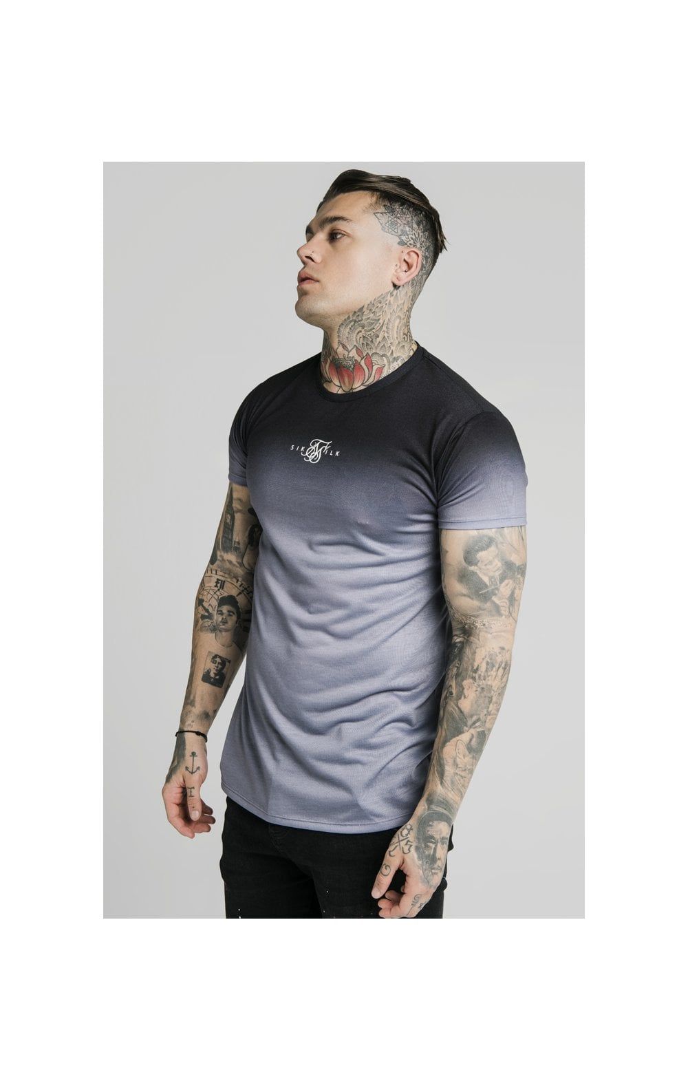 SikSilk High Fade Tee – Black & Grey sold by Siksilk