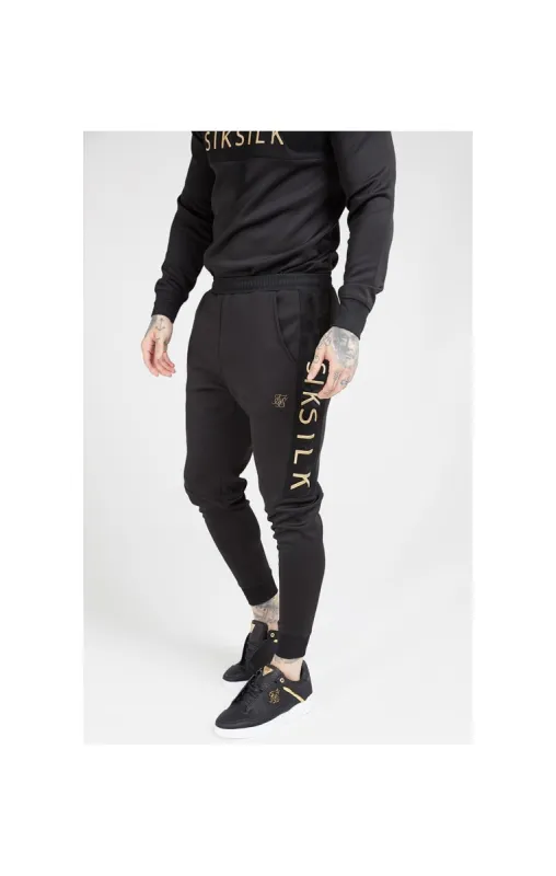 SikSilk Fitted Panel Cuff Pants – Black & Gold sold by Siksilk