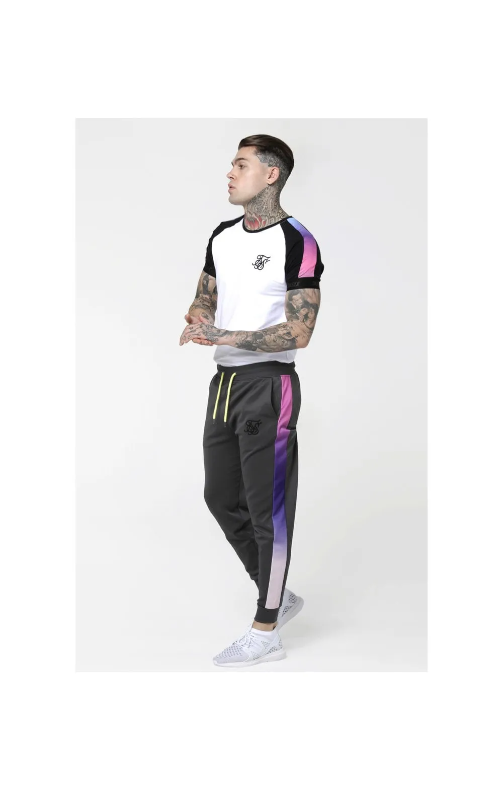 SikSilk S/S Raglan Panel Fade Tech Tee - White sold by Siksilk product image thumbnail 4