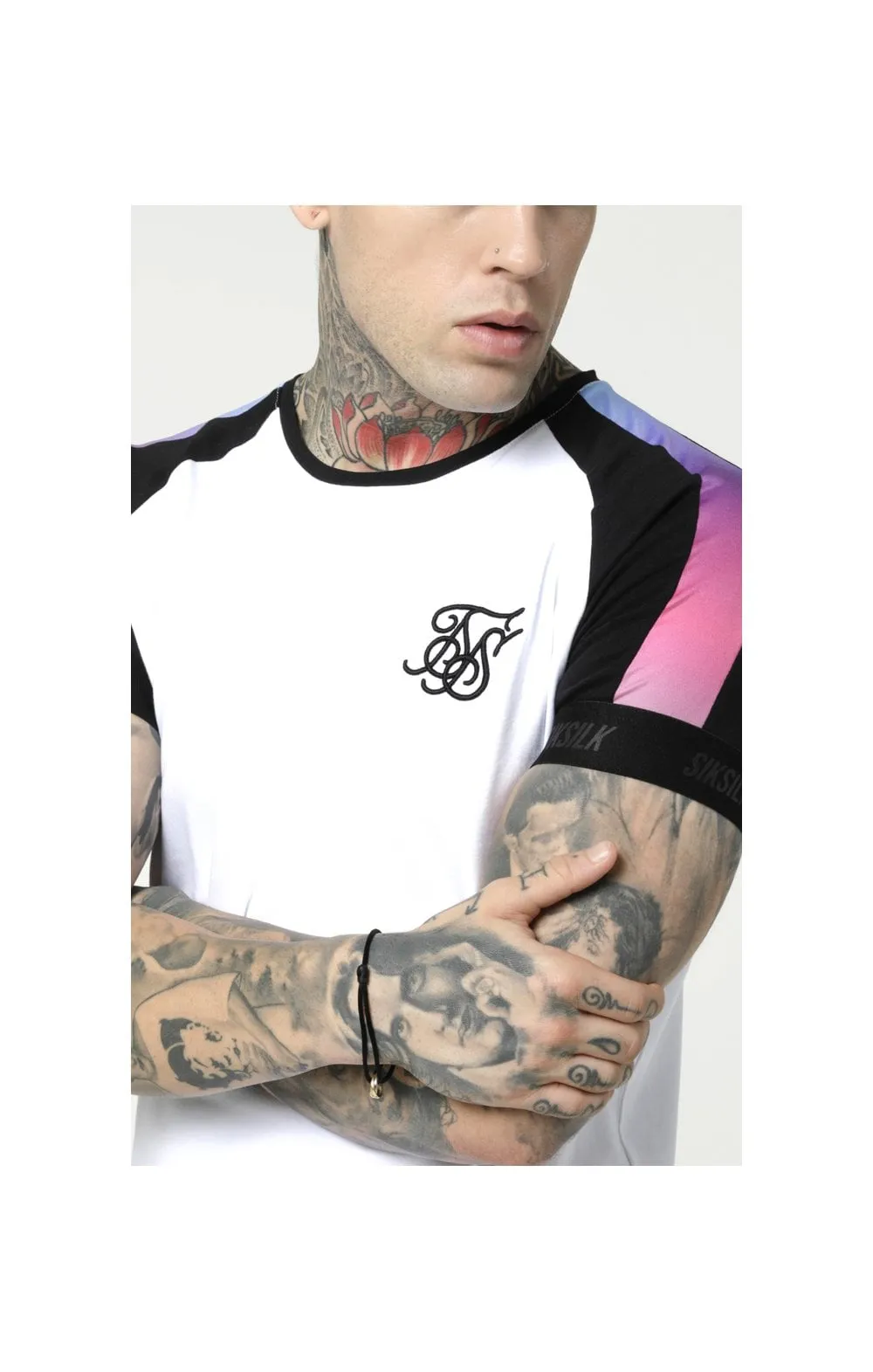 SikSilk S/S Raglan Panel Fade Tech Tee - White sold by Siksilk