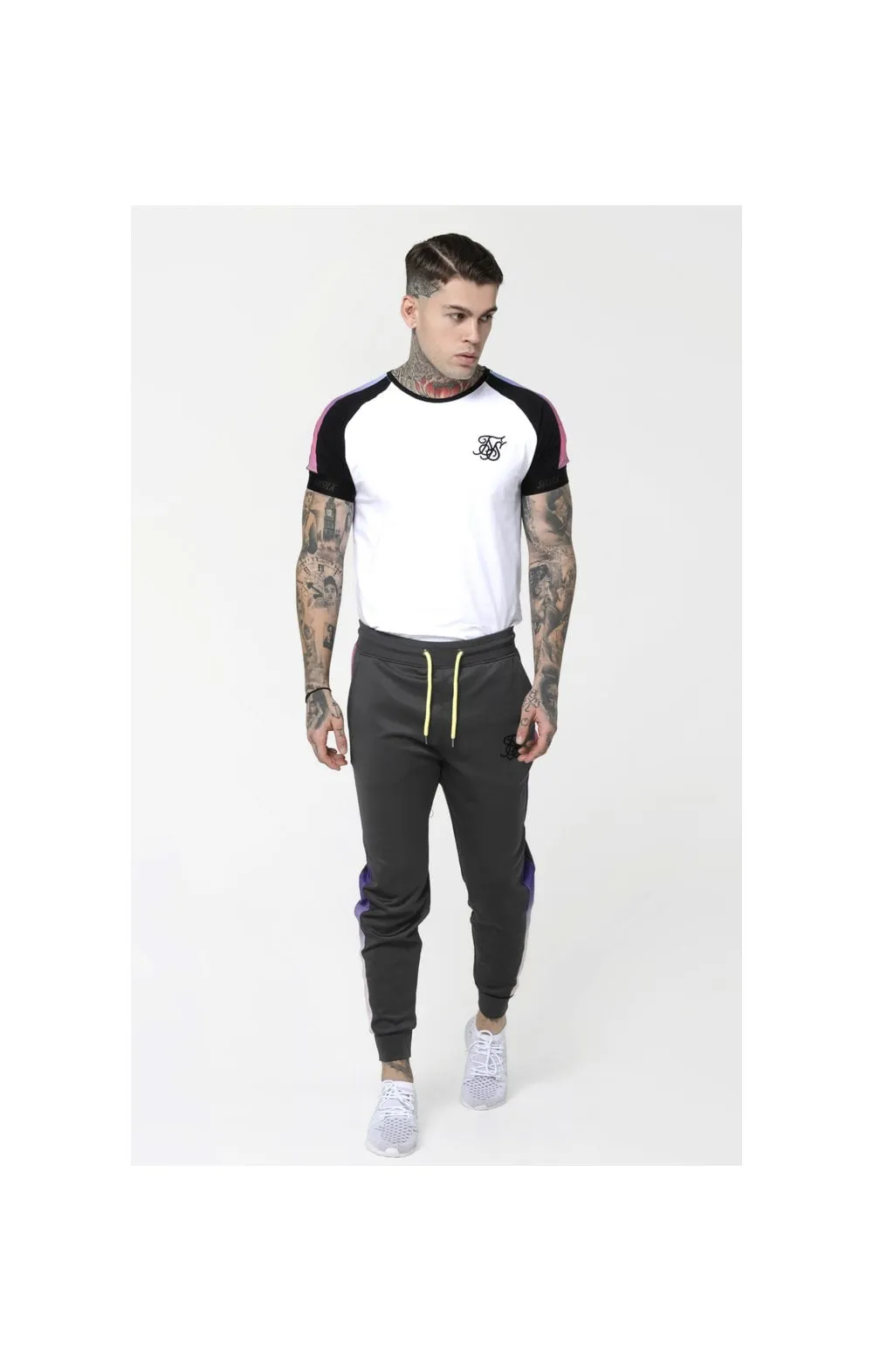 SikSilk S/S Raglan Panel Fade Tech Tee - White sold by Siksilk product image thumbnail 5