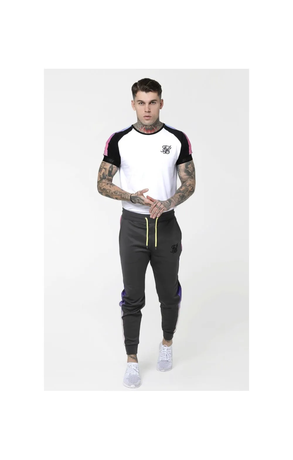 SikSilk S/S Raglan Panel Fade Tech Tee - White sold by Siksilk product image thumbnail 2